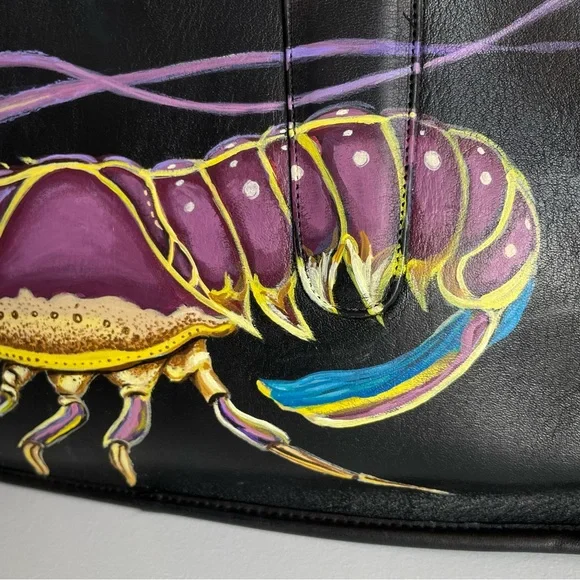 Vintage Coach NYC Lobster Art Slim Leather satchel Handbag 1970’s - Picture 5 of 16